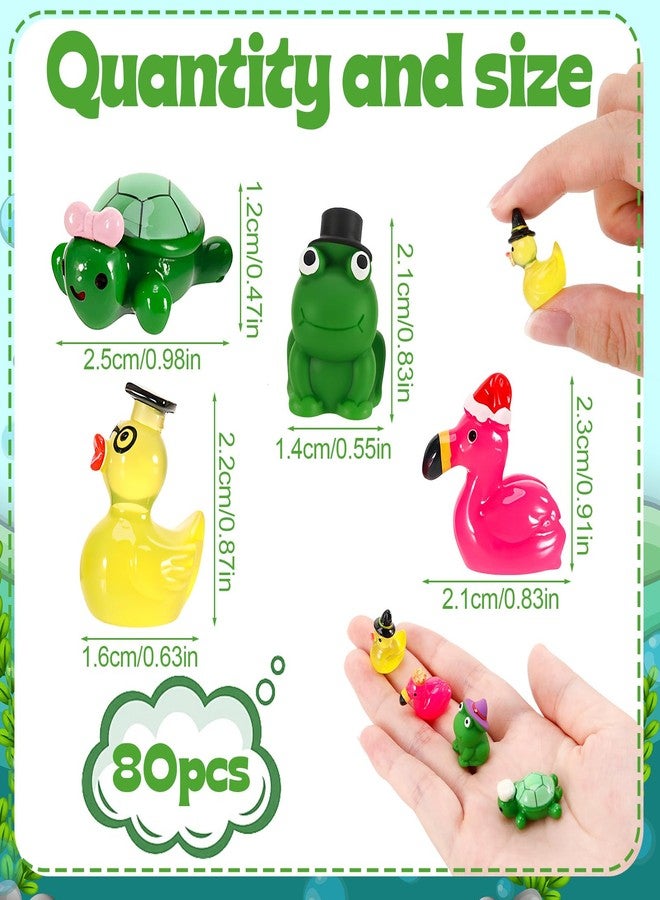 GGSTDDUP 80 Pcs Mini Resin Animals, Tiny Ducks, Miniature Flamingo Figurines, Frog Figures, Mini Turtle Animals Figures to Hide for DIY Crafts Fairy Garden Dollhouse Accessories Cake Decor (40 Styles) - Image 2